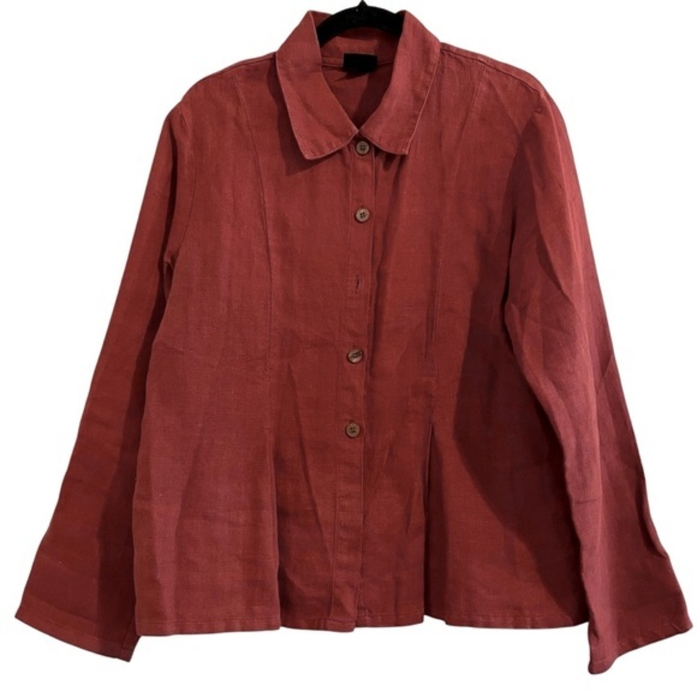 TWO STAR DOG TSD Vintage Medium Weight Rust Hemp Fiber Button Down Top Large